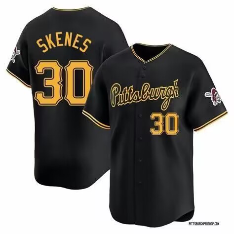 Men%27s Pittsburgh Pirates #30 Paul Skenes Nike Black Cool Base Jersey->customized nba jersey->Custom Jersey